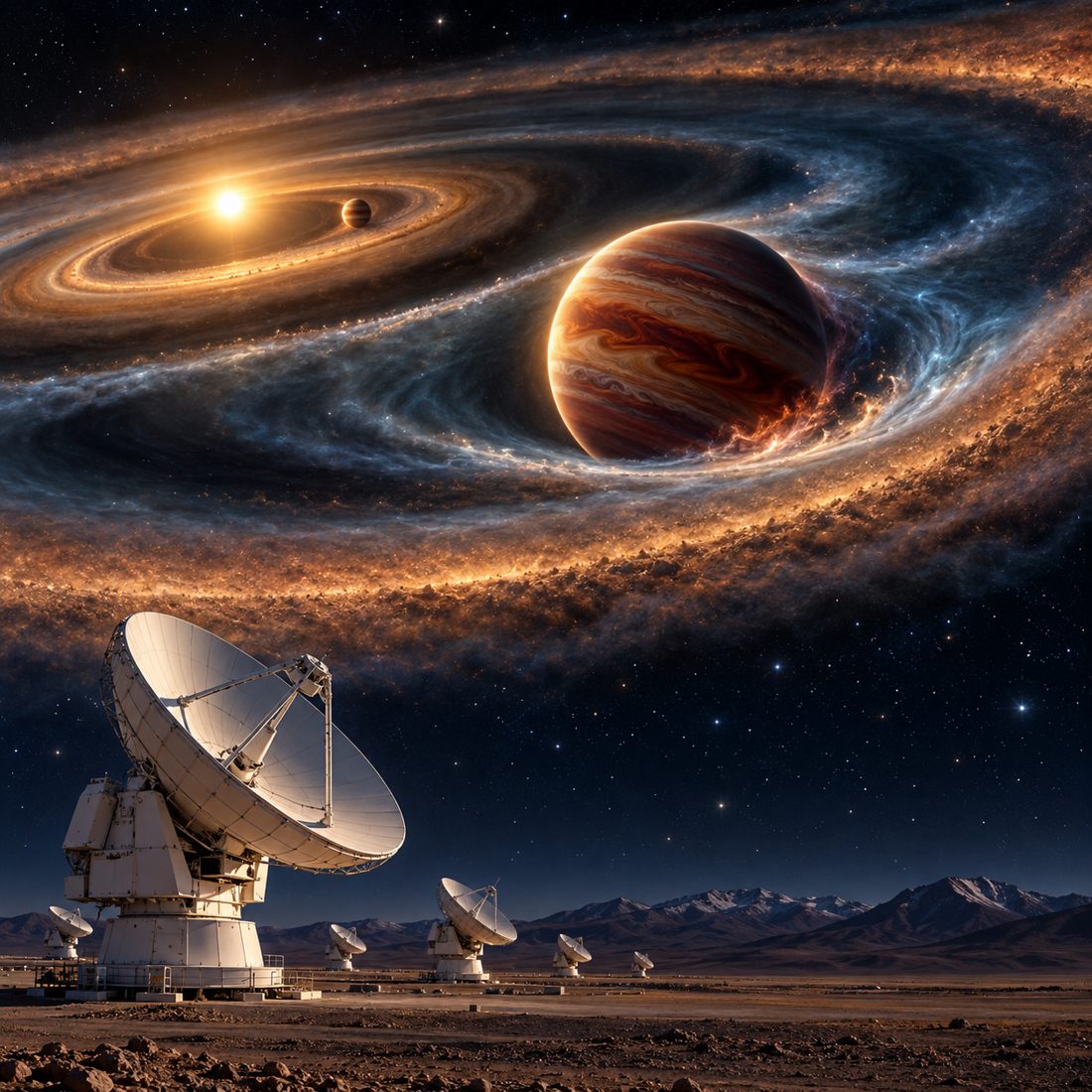 ALMA captura rastro gravitacional de planeta recém‑nascido em WISPIT 2