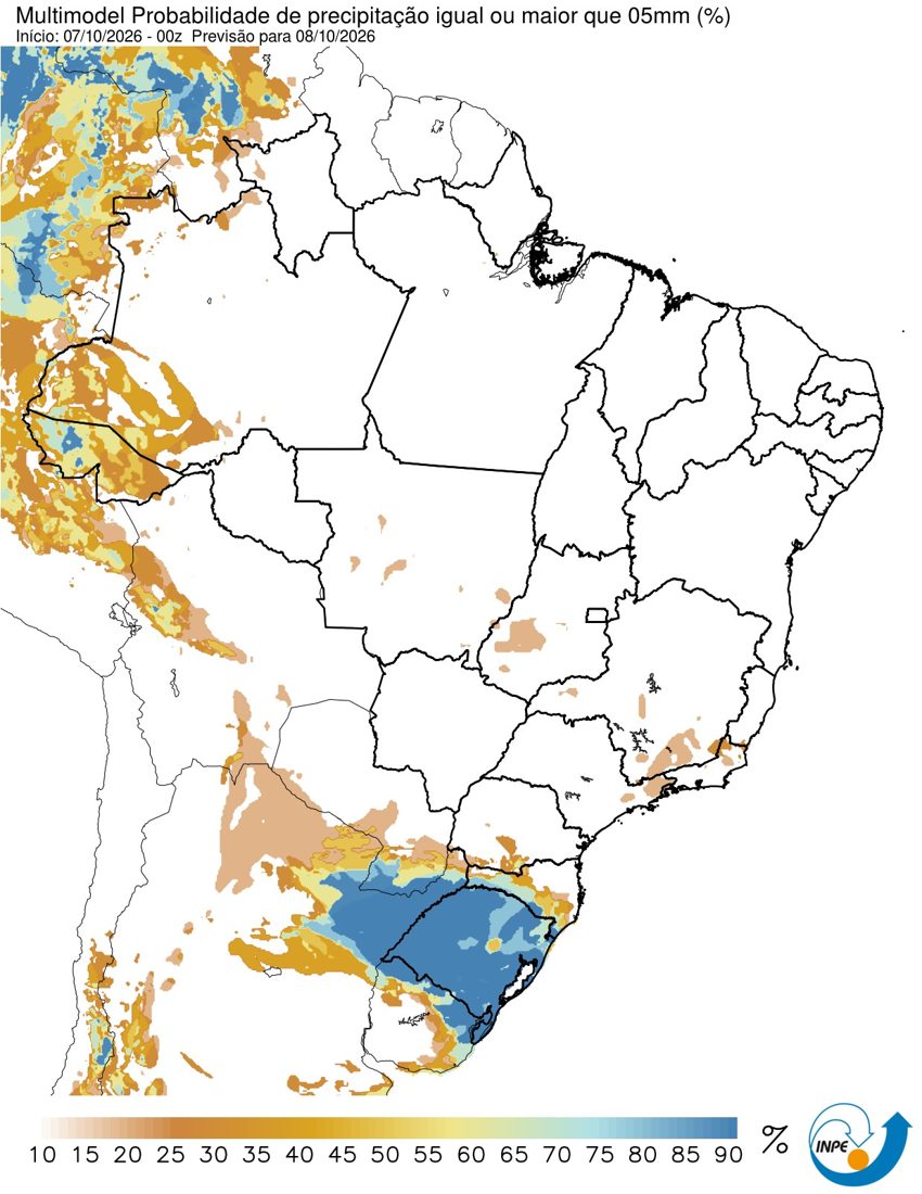 Chuva intensifica no Sudeste nesta quinta (8) e Sul tem risco de tornado; calor predomina no Centro-Oeste