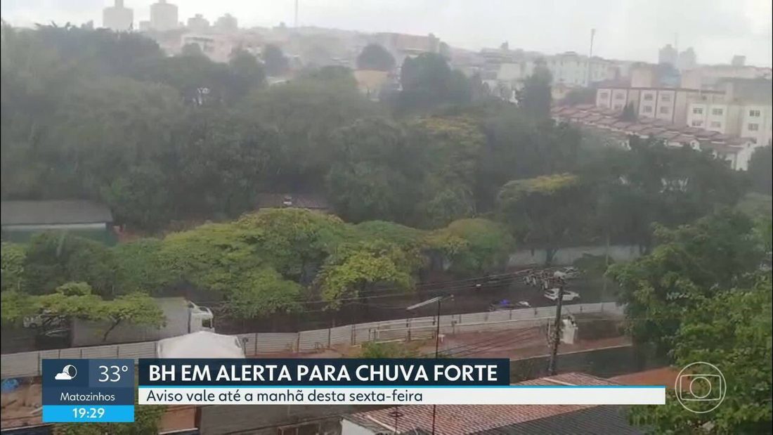Belo Horizonte em alerta de chuva forte até a manhã de sexta-feira