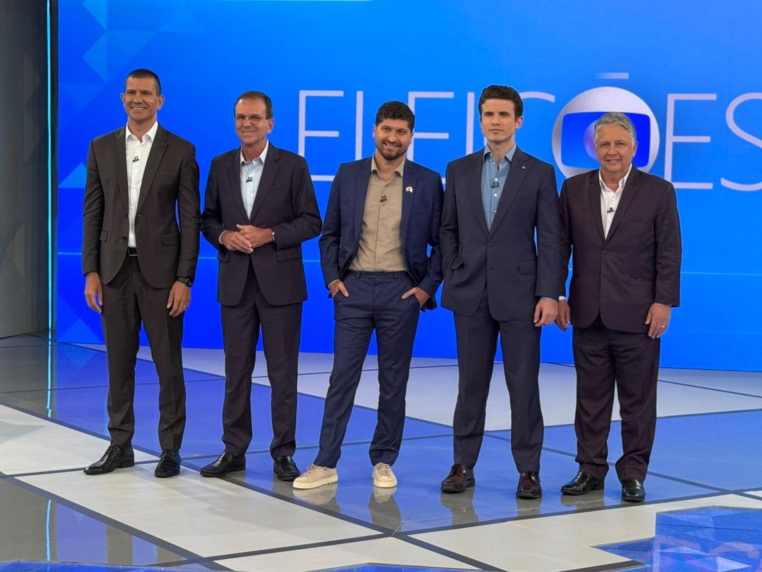 Debate no RJ reúne cinco candidatos e traz confrontos entre Paes, Ruas e Garotinho sobre alianças, segurança e transporte