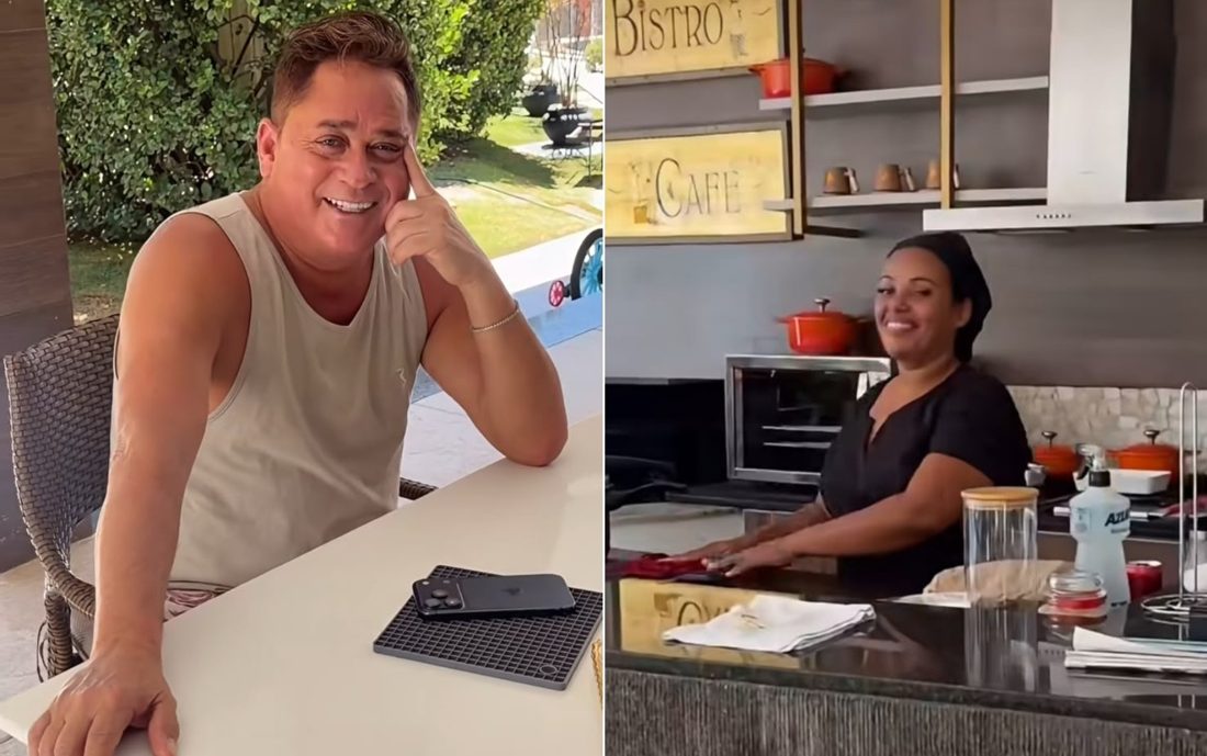 Leonardo brinca com funcionárias que pediram ingresso para show Buteco de Gusttavo Lima