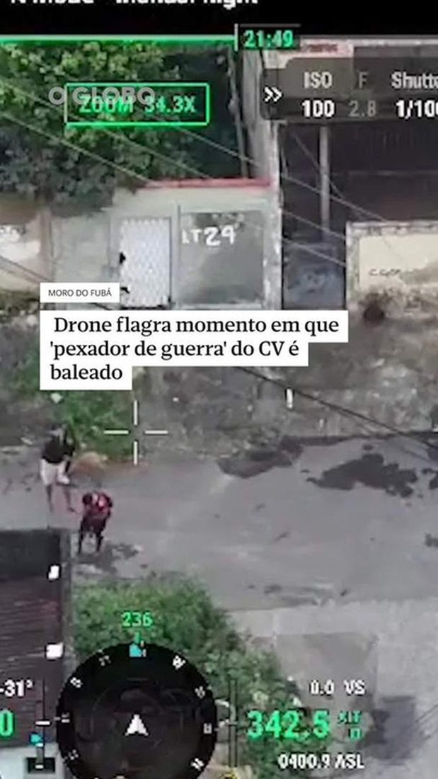 Homem de guerra da Equipe Caos do CV morre após ser alvejado por PMs em Morro do Fubá; drone registra o momento