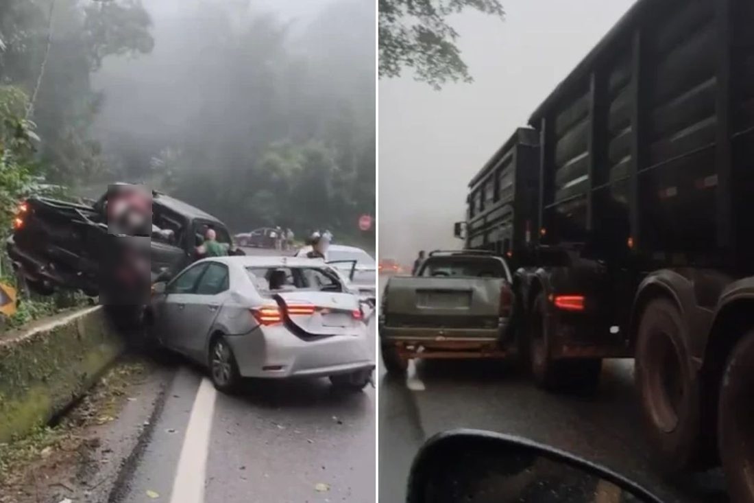 Ônibus desgovernado colide com nove veículos na Rodovia Anchieta e gera 37 km de congestionamento