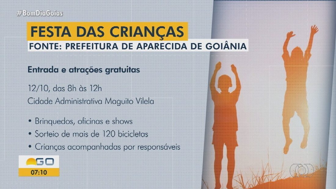 Aparecida de Goiânia promove festa gratuita no Dia das Crianças