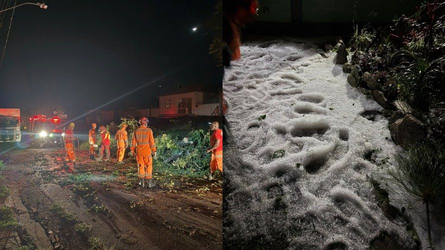 Chuvas com granizo derrubam árvores, postes e deixam hospital sem energia em Diamantina (MG)