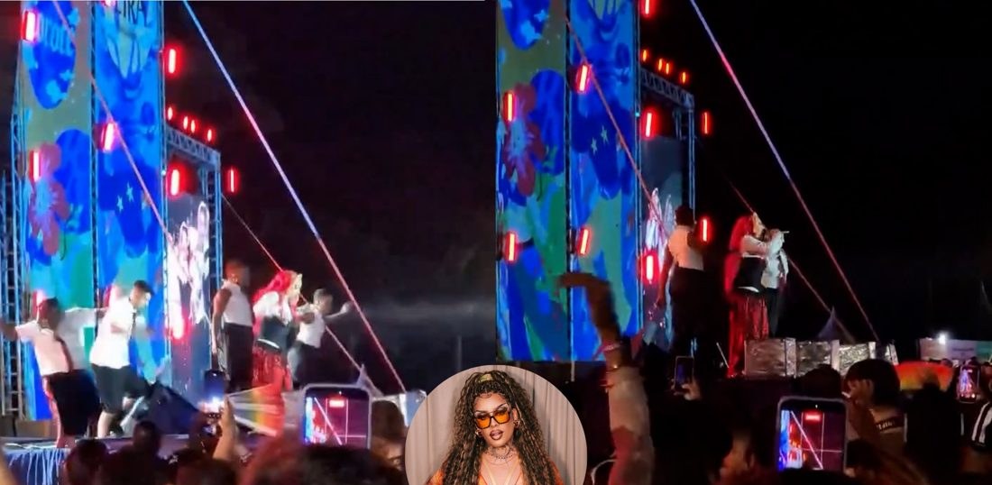 Estrutura do palco cede durante apresentação de Gloria Groove em Viçosa e dançarinos caem